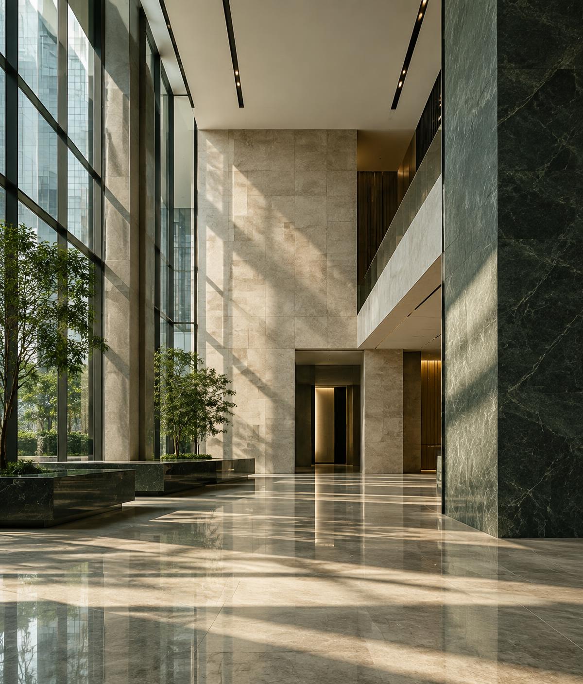 Interior sofisticado de edifício corporativo